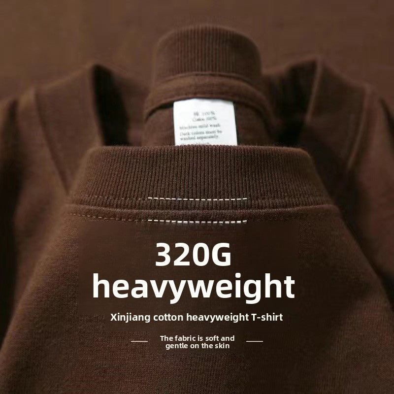 Men's Heavyweight 320g Pure Cotton Loose Fit Short Sleeve T-Shirt
