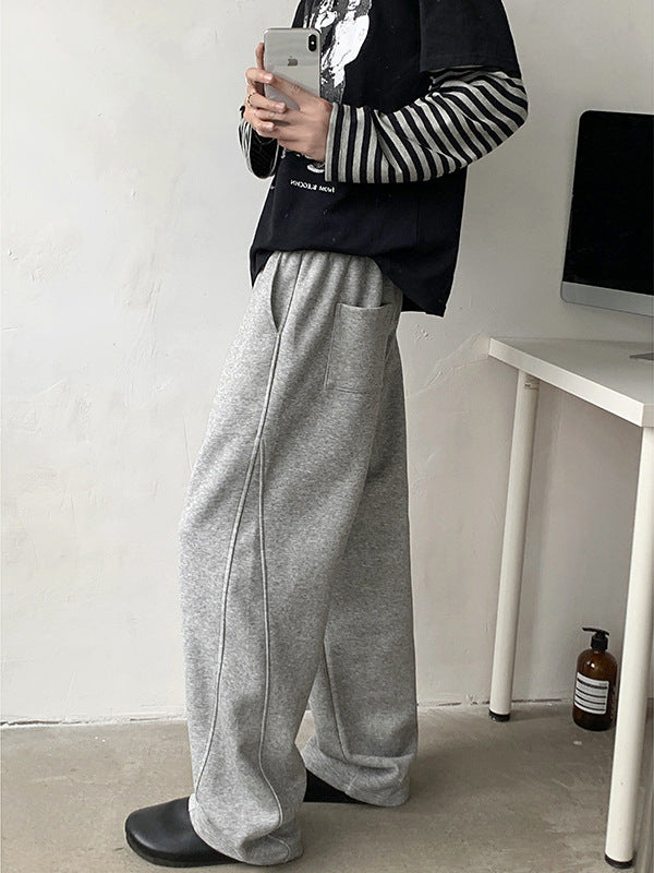 Men's Heavyweight Straight Leg Carpenter Pants Casual Loose Drawstring Trousers