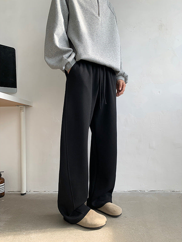 Men's Heavyweight Straight Leg Carpenter Pants Casual Loose Drawstring Trousers