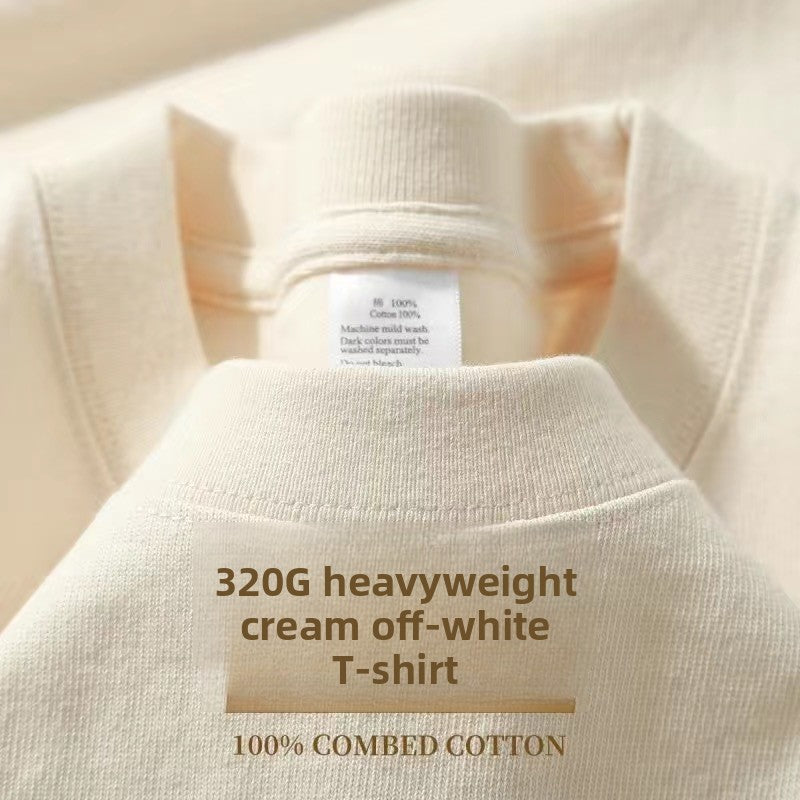 Men's Heavyweight 320g Pure Cotton Loose Fit Short Sleeve T-Shirt