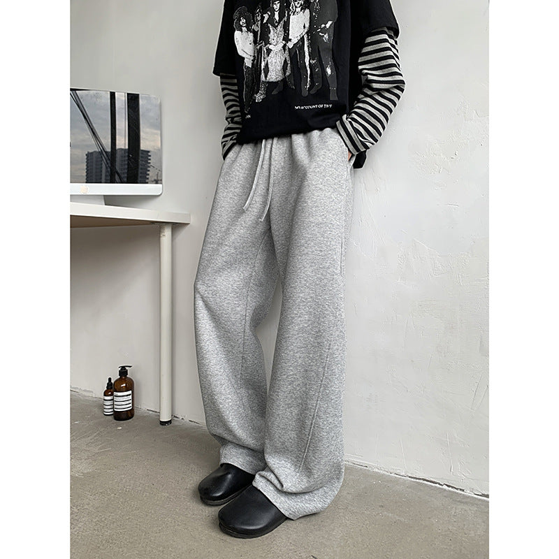 Men's Heavyweight Straight Leg Carpenter Pants Casual Loose Drawstring Trousers